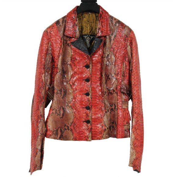 Voyage Invest Into The Original Vintage Y2k Jacket Medium Red Python Snake Skin - Picture 1 of 16